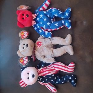 Beanie Babies Pink Spangle Liberty Signature NWT Set of 3